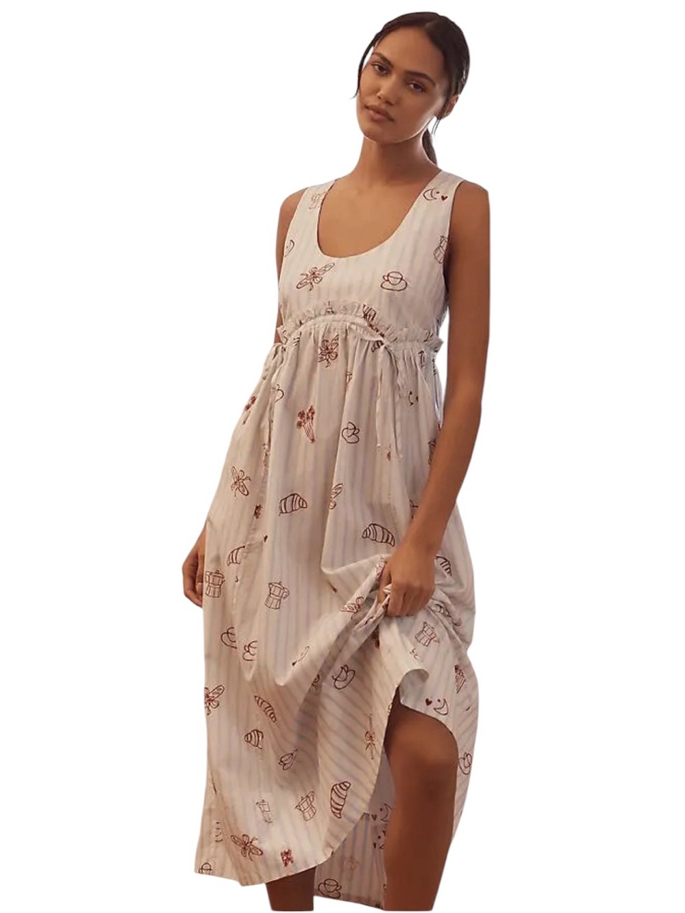 Anthropologie Dduende Studio Cotton Nap Midi Dress Summer Whimsical Cottagecore